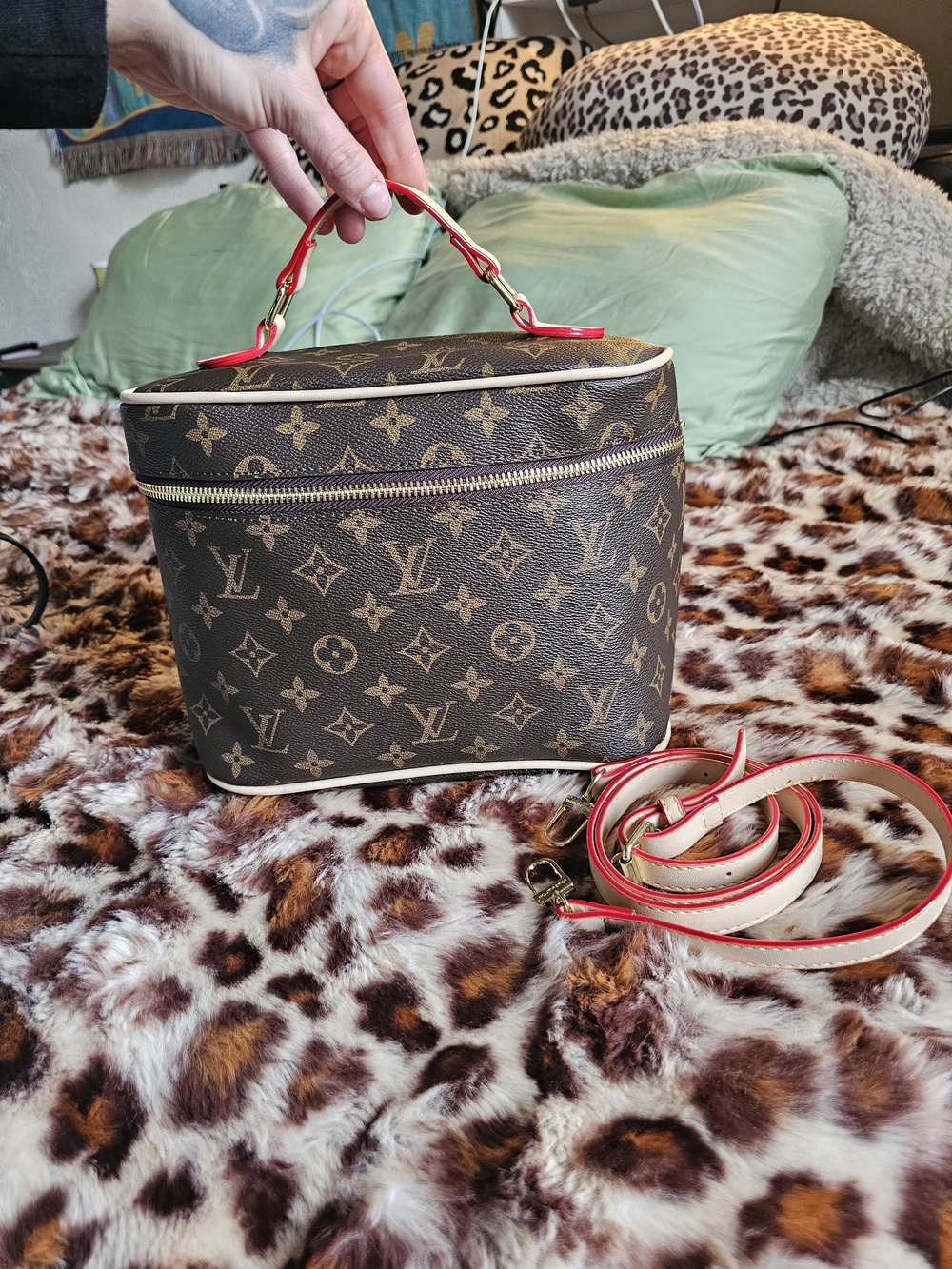 Louis Vuitton Monogram Mini Vanity Bag with Red Trim